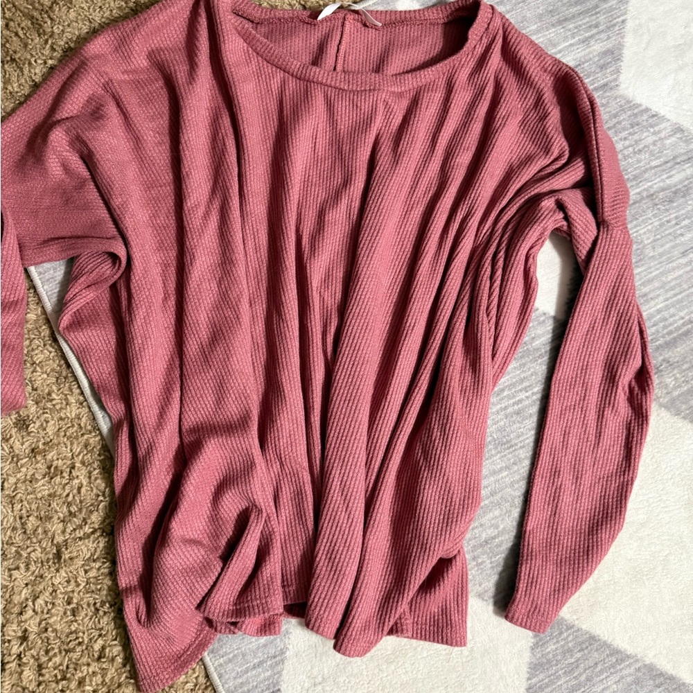 Altar'd State Dusty Rose Ribbed Top